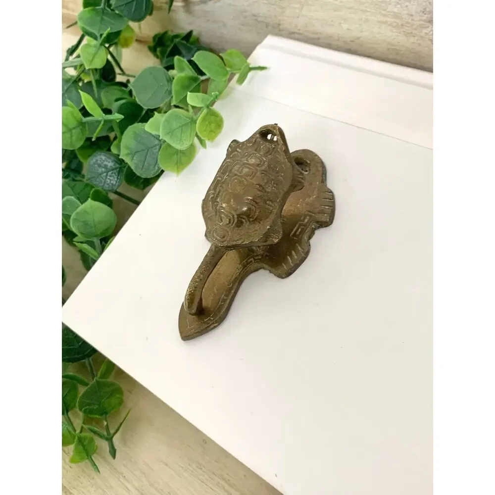 Vintage Brass Turtle Wall Clip Key Photo Hanger Coastal Animal Decor Mid Century
